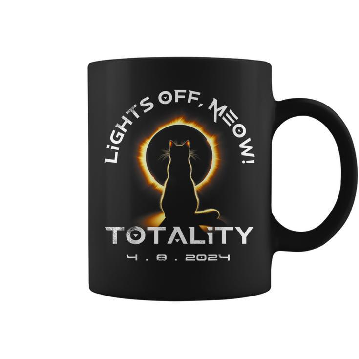 Lights Off Meow Cat Totality Total Solar Eclipse 2024 Coffee Mug