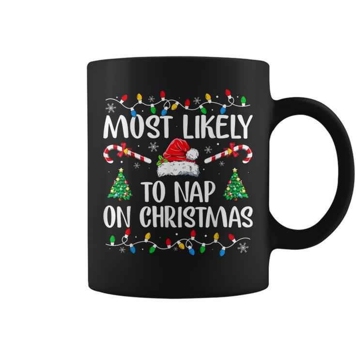 Most Likely To Nap On Christmas Family Christmas Pajamas Coffee Mug