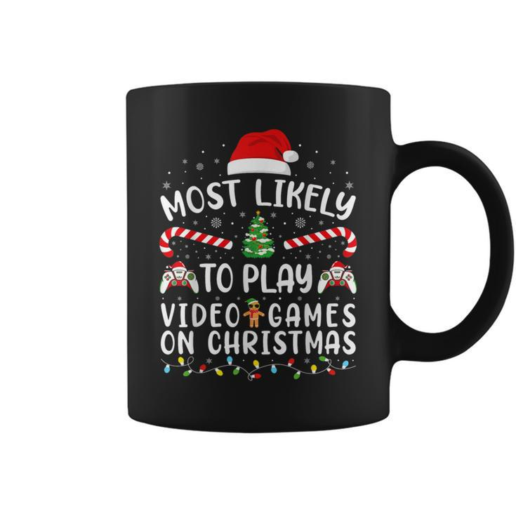 Most Likely To Play Video Games On Christmas Family Joke Coffee Mug