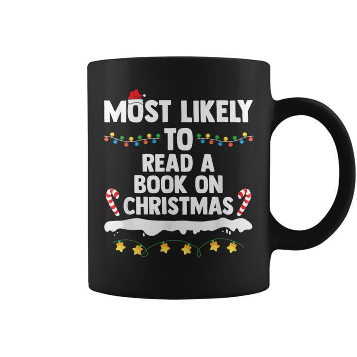 Most Likely To Read A Book On Christmas Matching Family Coffee Mug