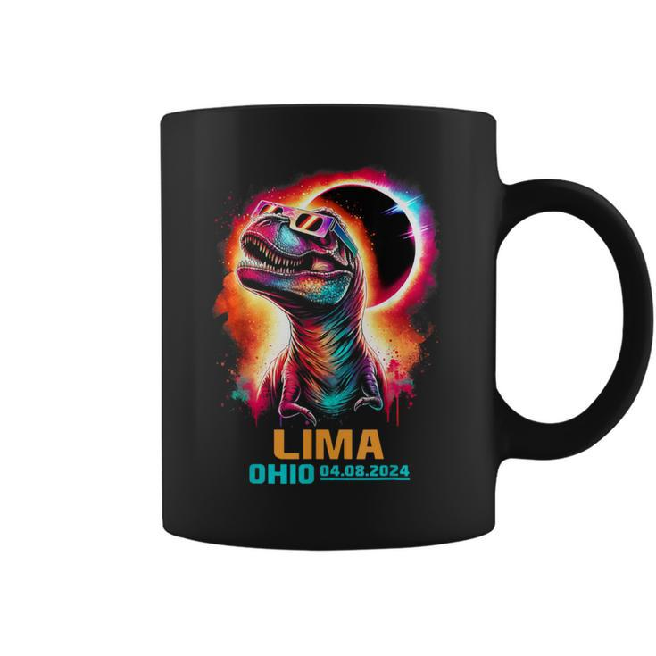 Lima Ohio Total Solar Eclipse 2024 T Rex Dinosaur Colorful Coffee Mug