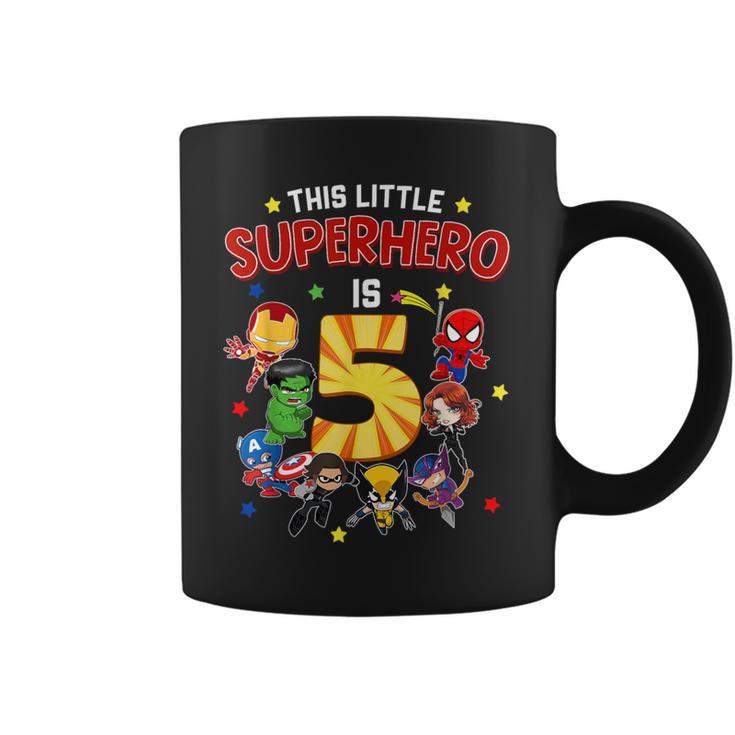 This Little Superhero Is 5 Birthday Superhero 5 Year Old Boy Coffee Mug