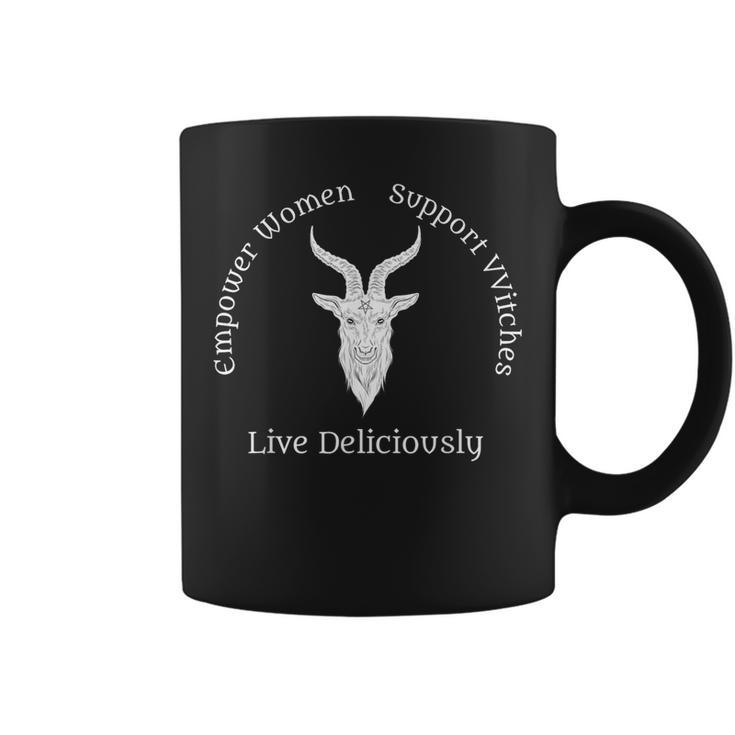 Live Deliciously Occult Pagan Witch White Text Coffee Mug