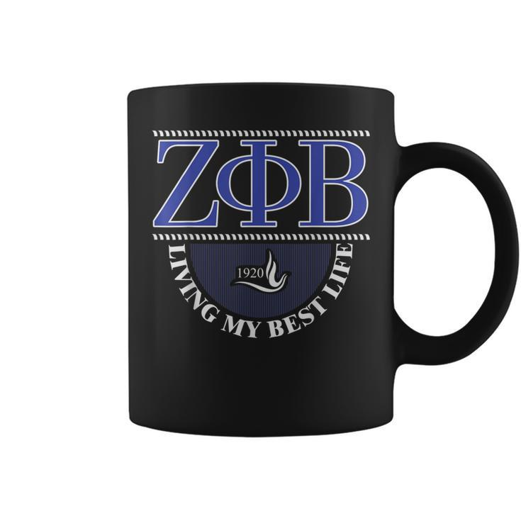 Living My Best Life As Zeta Blue Phi Beta 1920 Sorority Coffee Mug