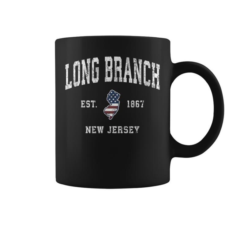 Long Branch New Jersey Nj Vintage American Flag Sports Desig Coffee Mug