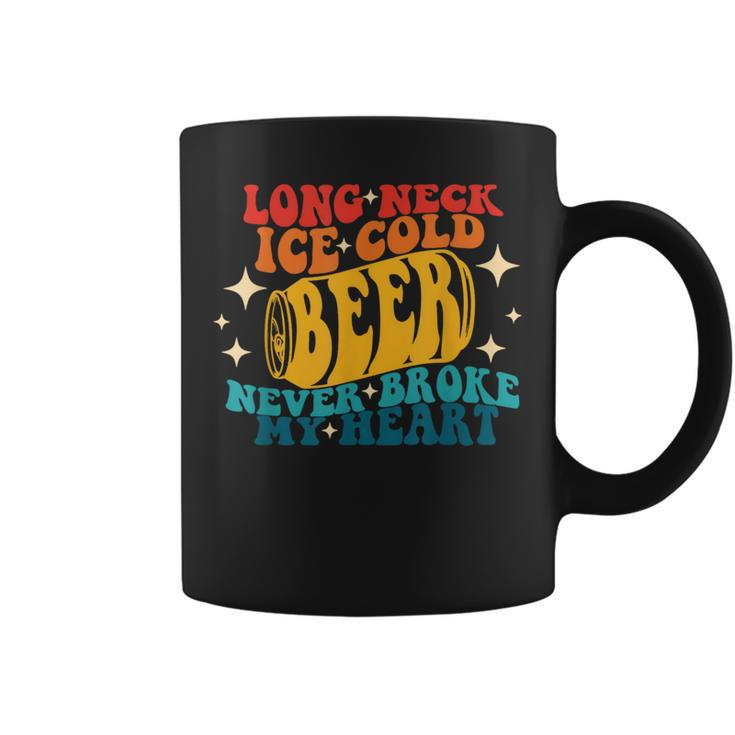 Long Neck Ice Cold Beer Never Broke My Heart Vintage Quote Coffee Mug