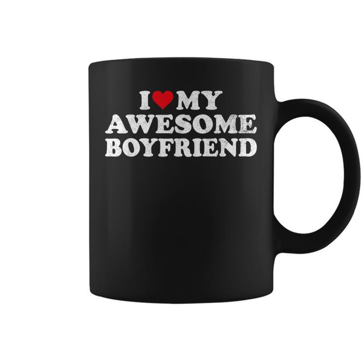 I Love My Awesome Boyfriend Heart Couples Girlfriend Coffee Mug