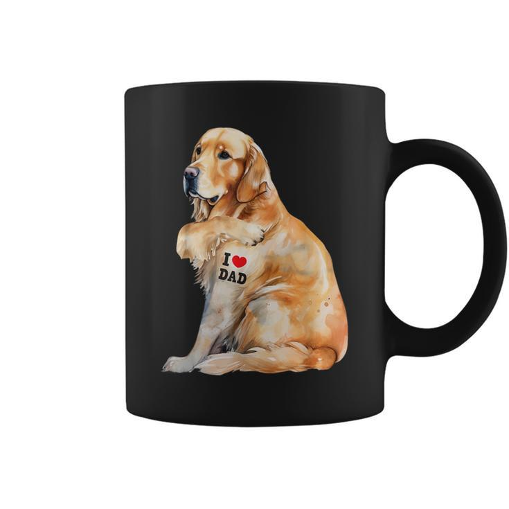 I Love Dad Patriotic Golden Retriever Canine Dog Lover Coffee Mug