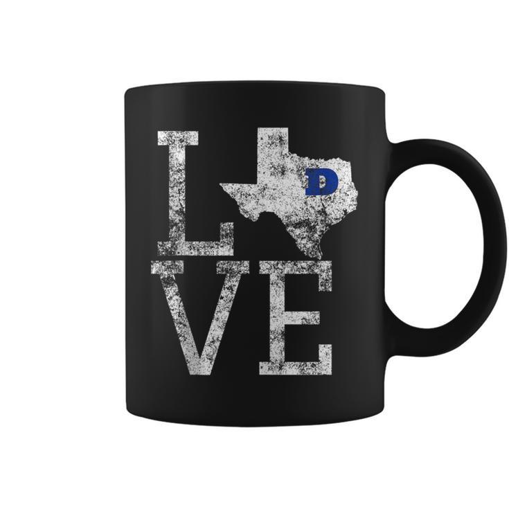 Love Dallas Texas Cowboy Or Cowgirl State Outline Distressed Coffee Mug