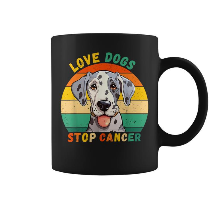 Love Dogs Stop Cancer Vintage Dog Dalmatien Cancer Awareness Coffee Mug