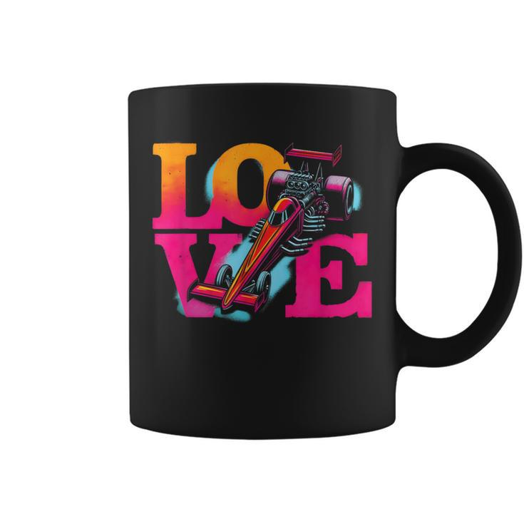 Love Drag Racing Vintage Colorful Drag Racing Cars Lover Coffee Mug