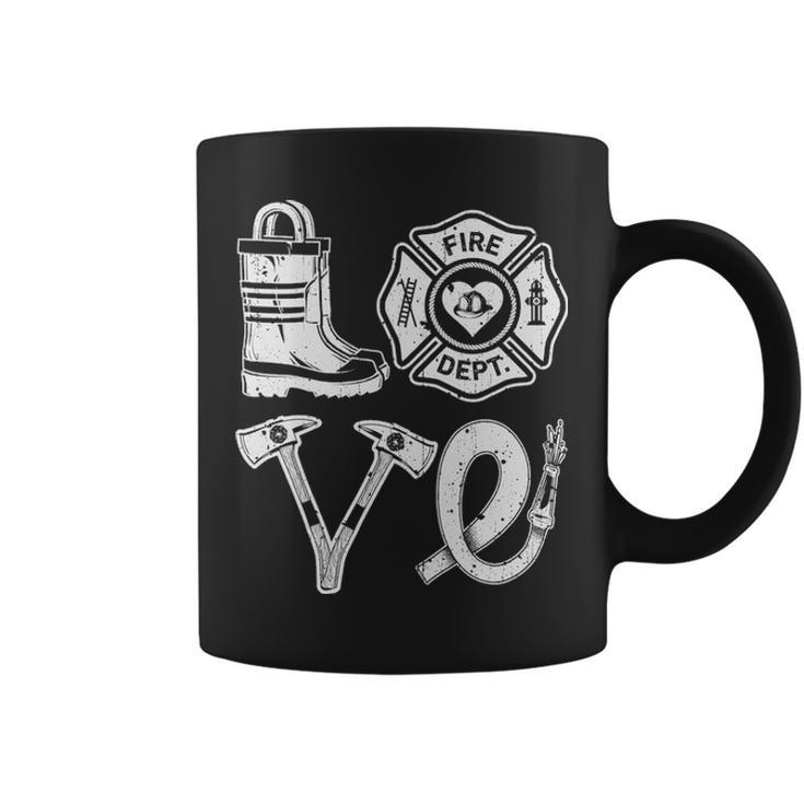 Love Firefighter Support Thin Red Line Firemen Coffee Mug