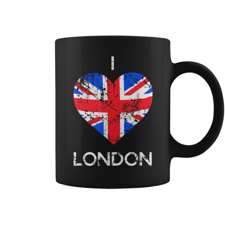 I Love London Distressed Union Jack Heart Coffee Mug