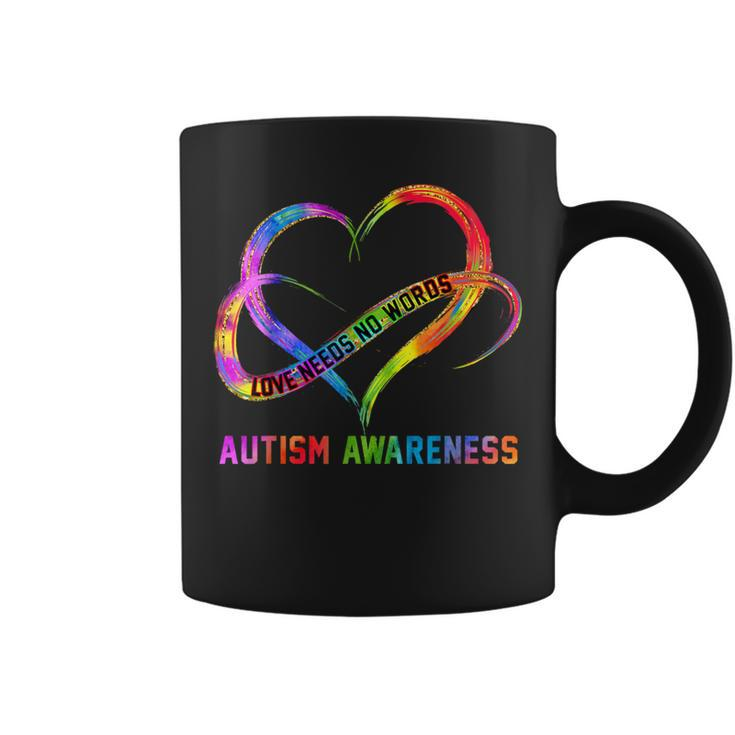 Love Needs No Words Autism Awareness Month Rainbow Heart Coffee Mug