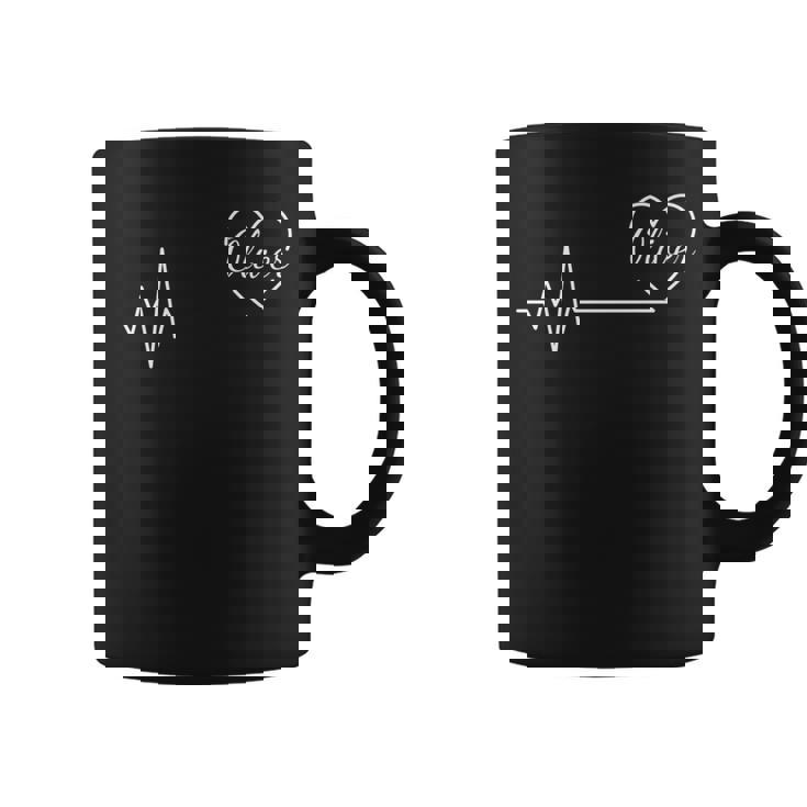 Love Oliver Personalized Name Family Heartbeat Heart Pulse Coffee Mug