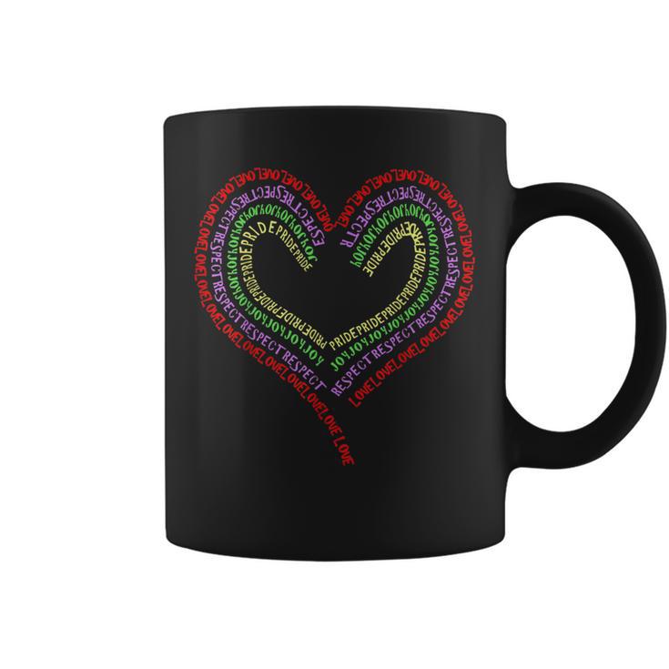 Love Respect Joy Pride Love Heart Coffee Mug