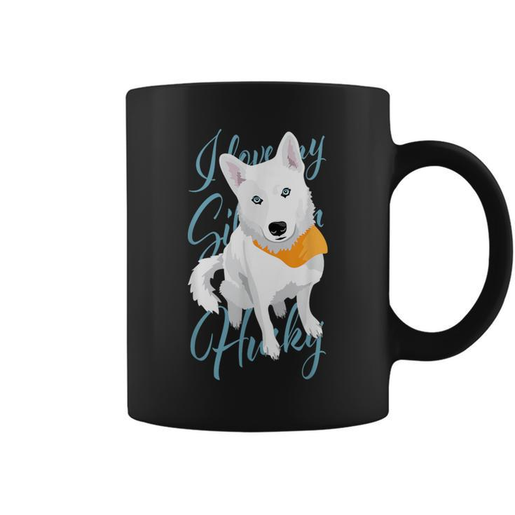 I Love My Siberian Husky White Snow Dog With Blue Eyes Coffee Mug