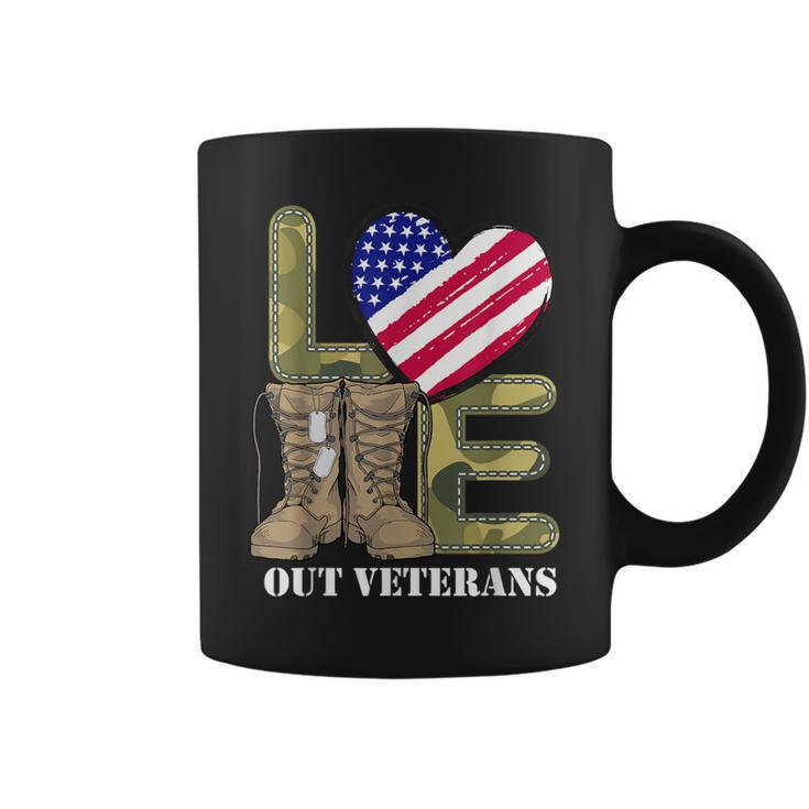 Love Our Veterans Day Proud Military Us Flag Men Women Coffee Mug