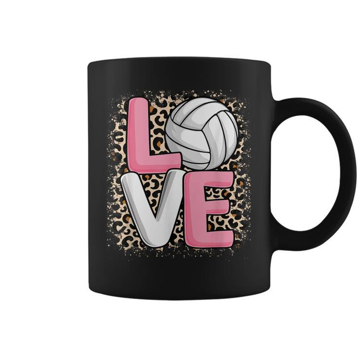 Love Volleyball Leopard Print Girls Volleyball Lover Coffee Mug