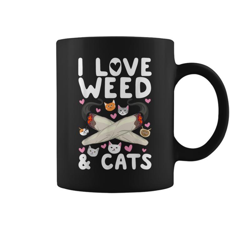 I Love Weed & Cats Cannabis Marijuana Pot Smoker Reefer Coffee Mug