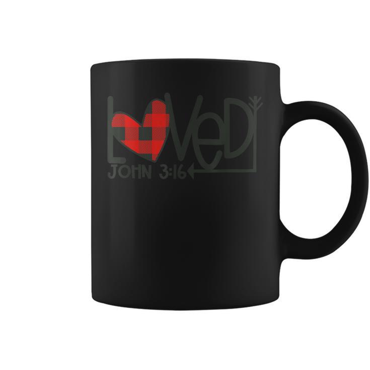 Loved John 316 Plaid Heart Christian Valentines Day Coffee Mug