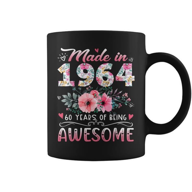 Made In 1964 Floral 60Th Birthday 60 Years Of Being Awesome Coffee Mug