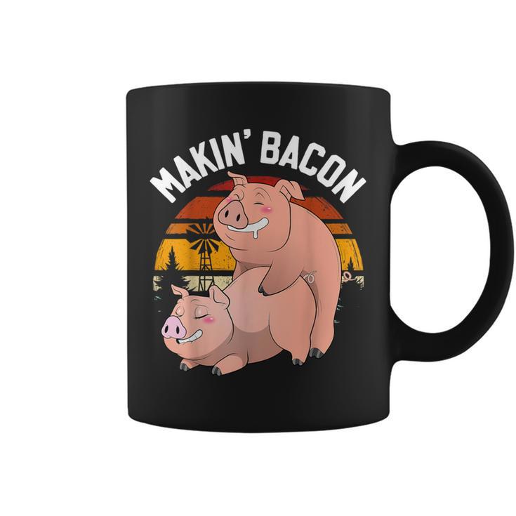 Makin Bacon Pork Inappropriate Pig Bacon Joke Adult Coffee Mug - Thegiftio