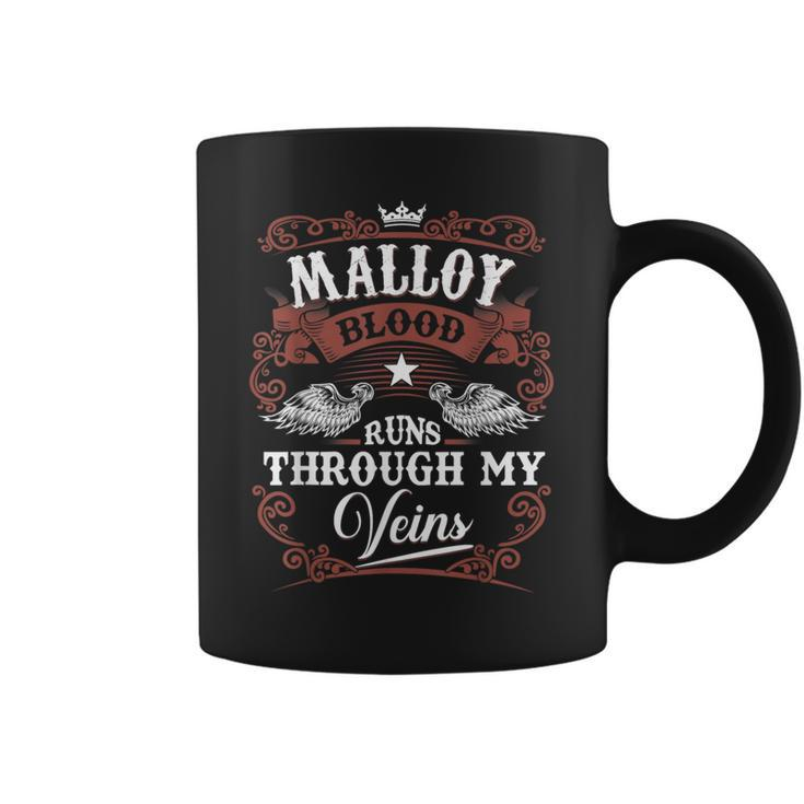 Malloy Blood Runs Through My Veins Vintage Family Name Coffee Mug