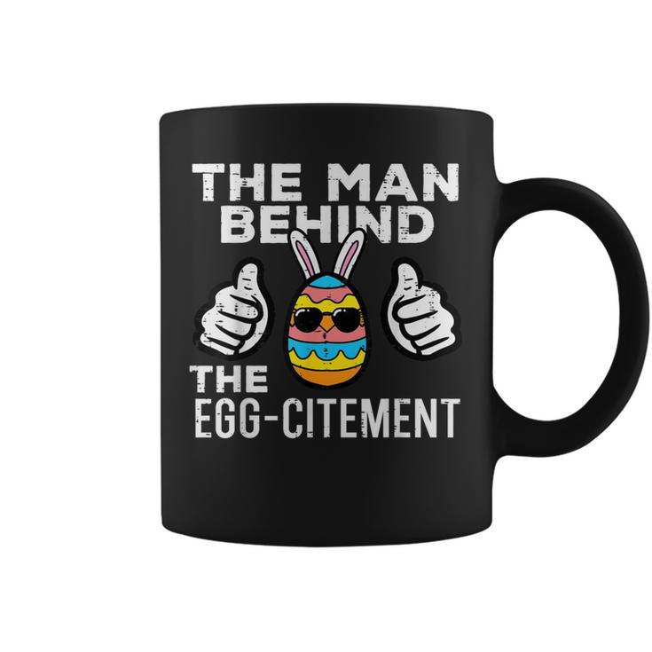 Man Behind Eggcitement Easter Pregnancy Announcement Dad Coffee Mug