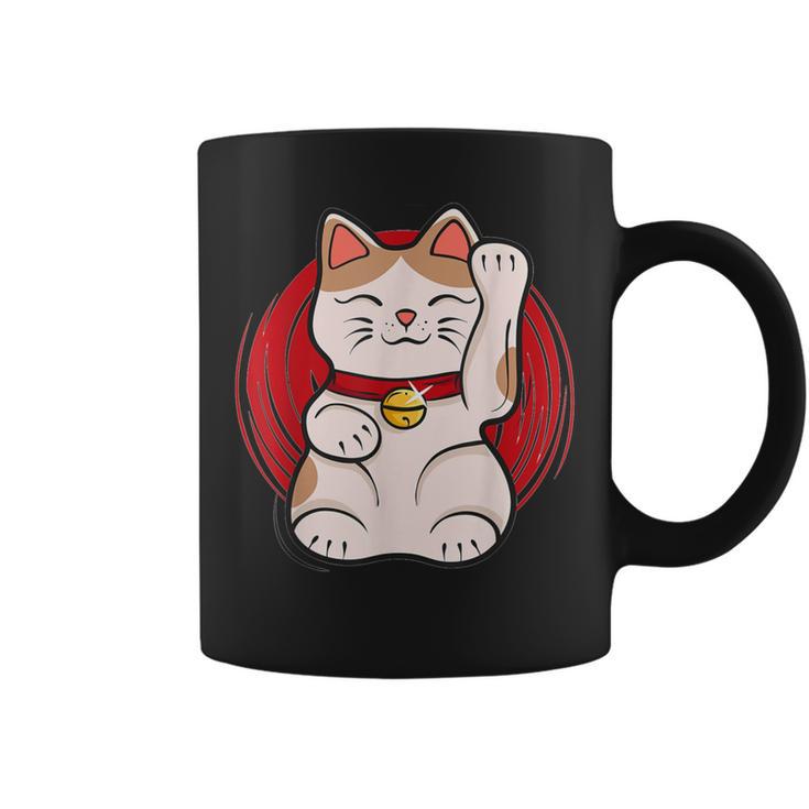 Maneki-Neko Lucky Cat Statue Waving Japanese Style Coffee Mug