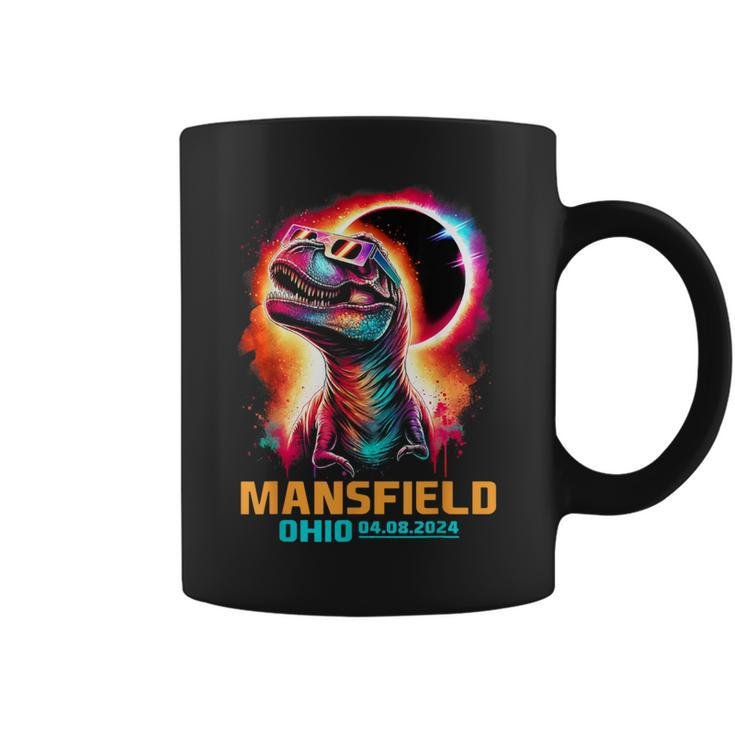 Mansfield Ohio Total Solar Eclipse 2024 T Rex Dinosaur Coffee Mug