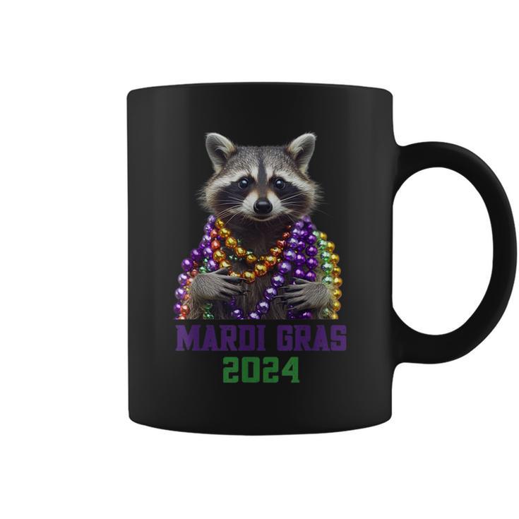 Mardi Gras 2024 Bead Party Street Parade Cute Raccoon Coffee Mug