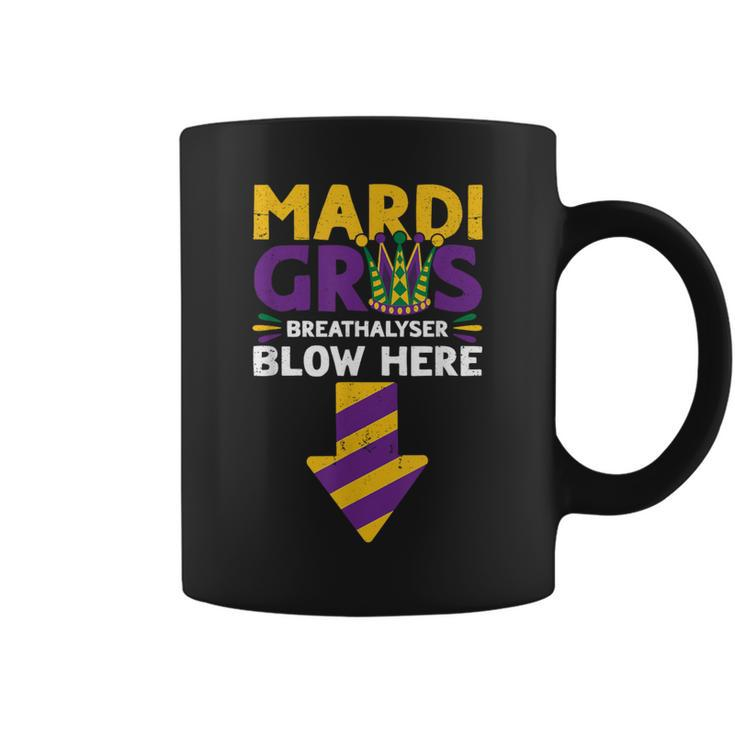 Mardi Gras Breathalyser Blow Here Adult Mardi Gras Men Coffee Mug