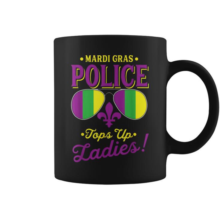 Mardi Gras Police Tops Up Ladies Boobs Beads Party Drinking Coffee Mug