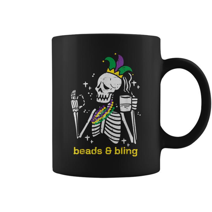 Mardi Gras Skeleton Beads Bling Outfit Women Coffee Mug