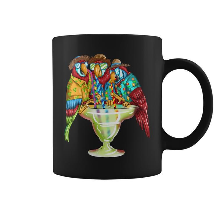 Margarita Drinking Hawaiian Parrot Three Parrots Drinking Coffee Mug