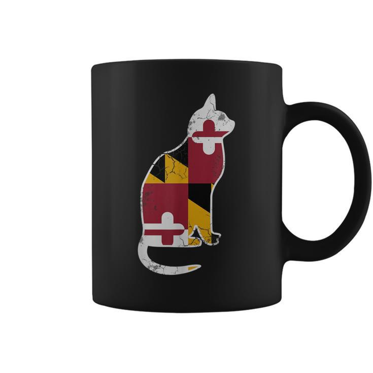 Maryland Flag Calico Cat Vintage Distressed Fade Coffee Mug
