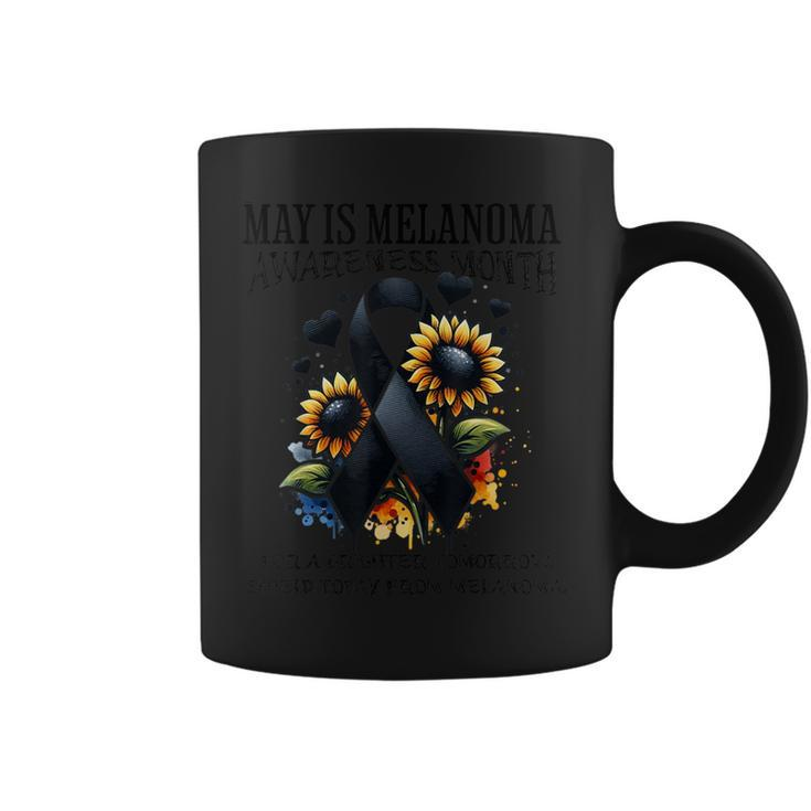 May Is Melanoma Awareness Month Sunflower Black Ribbon Coffee Mug