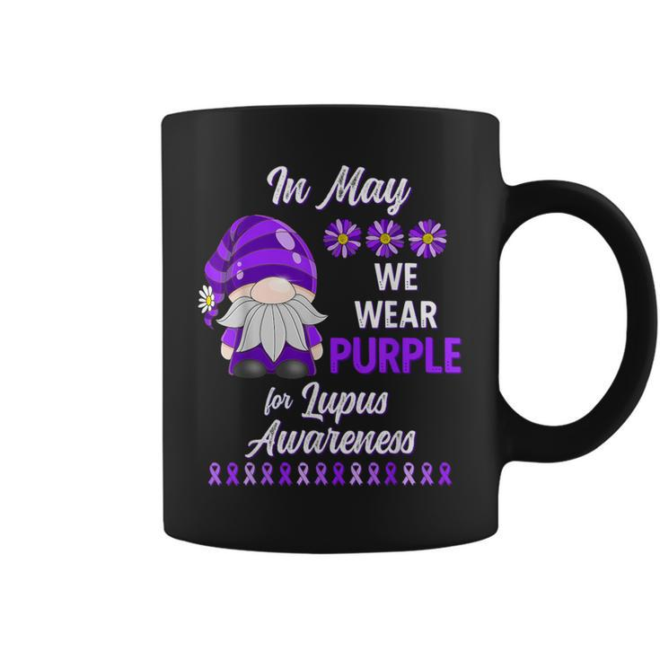 In May We Wear Purple Lupus Awareness Month Gnome Daisy Coffee Mug