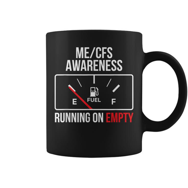 MeCfs Awareness Running On Empty White Letters Coffee Mug