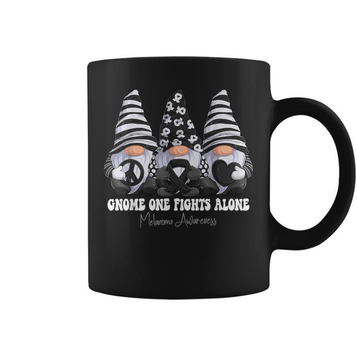 Melanoma Awareness Month Black Ribbon Gnomies Support Coffee Mug