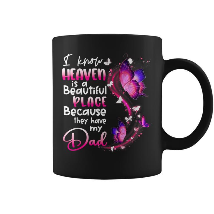 In Memory Of Dad Angel Know Heaven Beautiful Place Memorial Coffee Mug