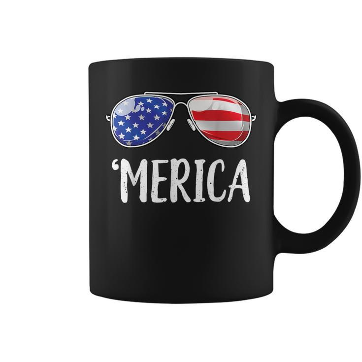 Merica Sunglasses 4Th Of July Usa American Flag Coffee Mug