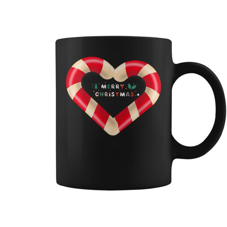 Merry Christmas Candy Cane Hearts Coffee Mug