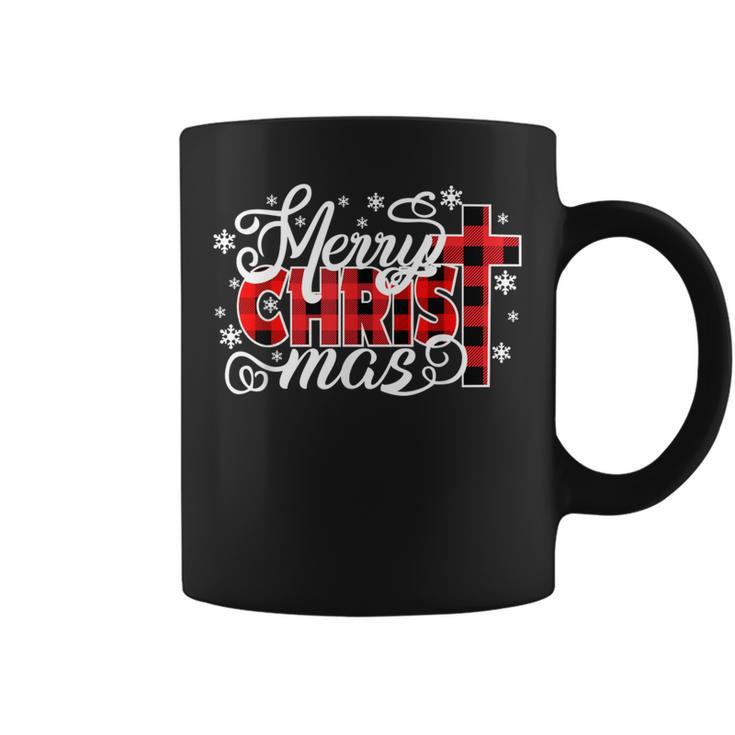 Merry Christmas Red Buffalo Plaid Christ Mas Coffee Mug