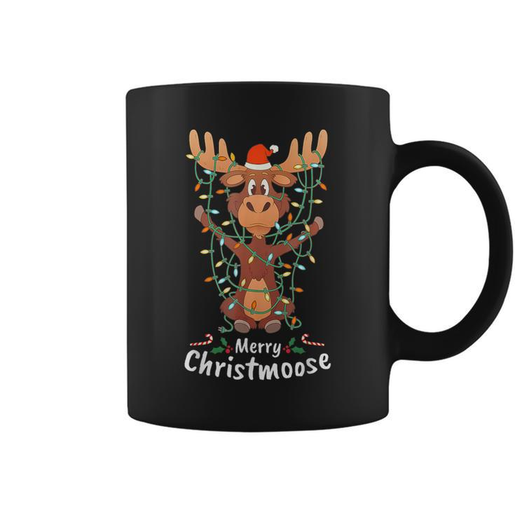 Merry Christmoose Christmas Moose Xmas Tree Lights Coffee Mug