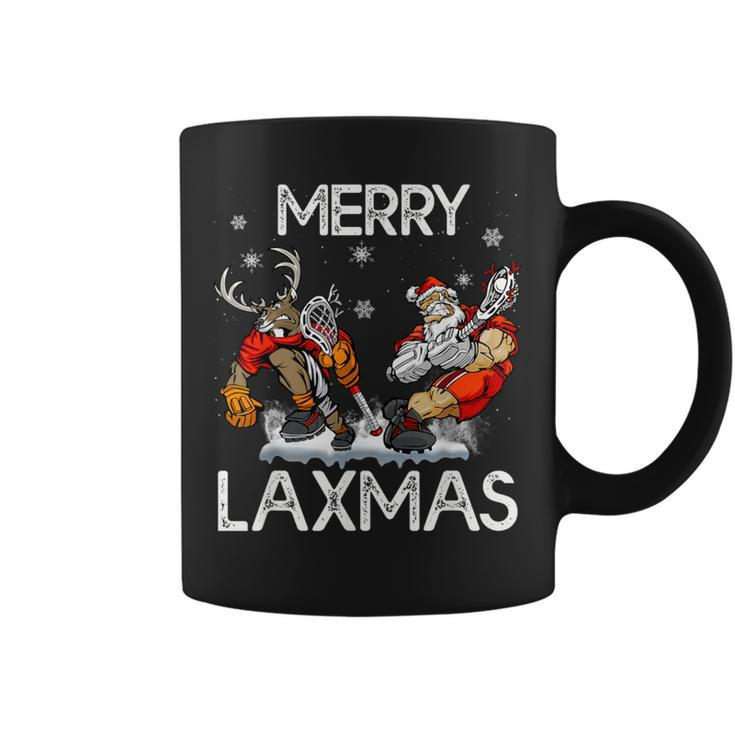 Merry Laxmas Ugly Christmas Lacrosse Santa Reindeer Coffee Mug