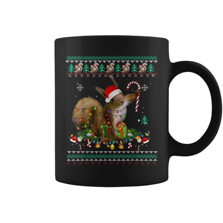 Merry Xmas Squirrel Christmas Xmas Christmas Lights Ugly Coffee Mug