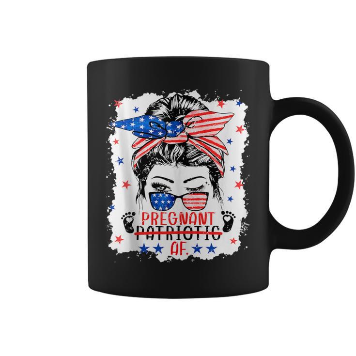 Messy Bun 4Th Of July Patriotic Af Pregnant Pregnancy Mom Coffee Mug