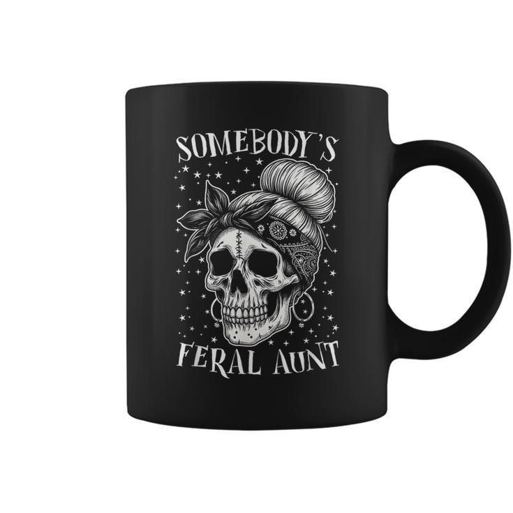Messy Bun Feral Aunt Somebody's Feral Aunt Coffee Mug